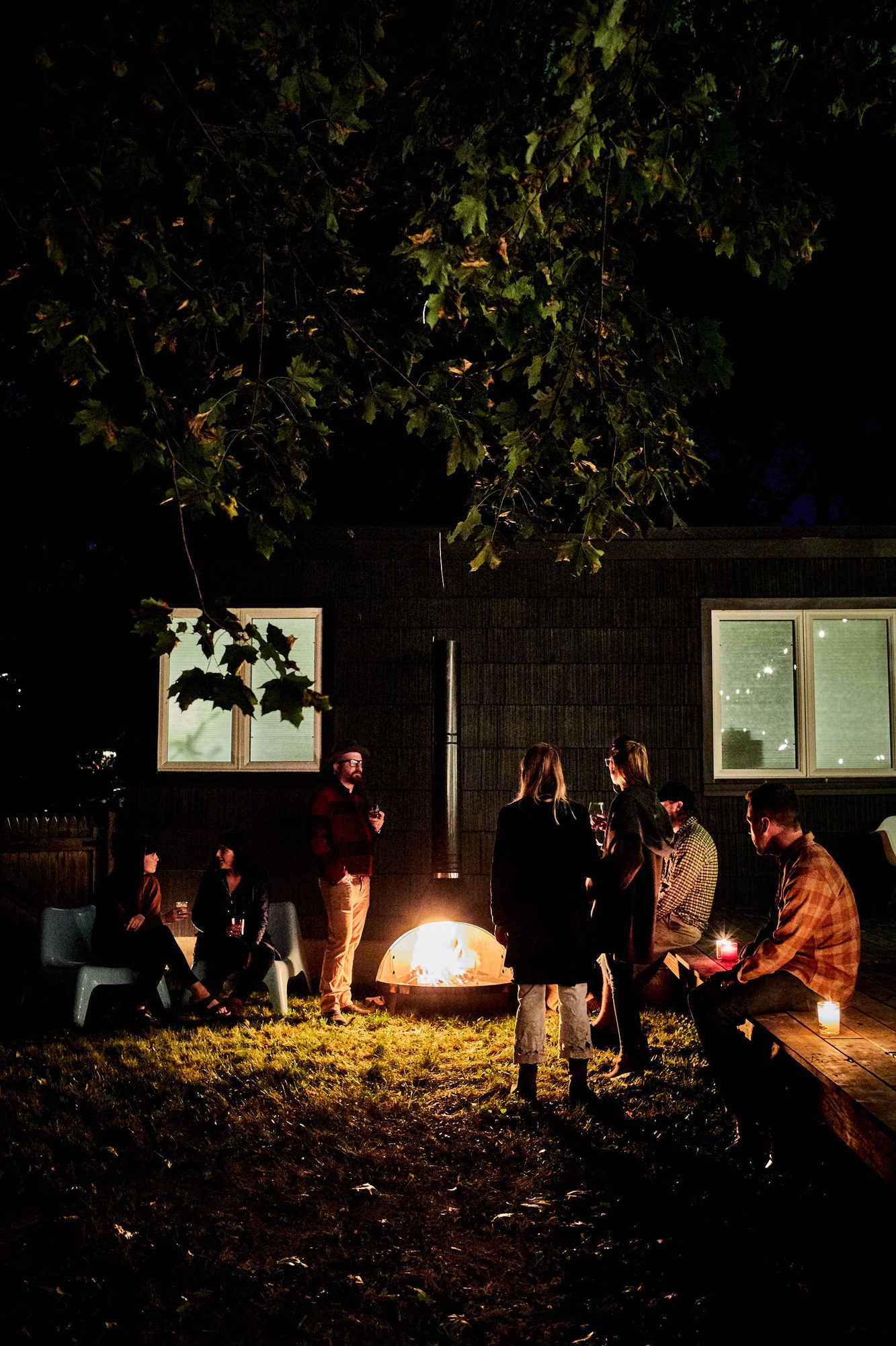 An outdoor fire at an event