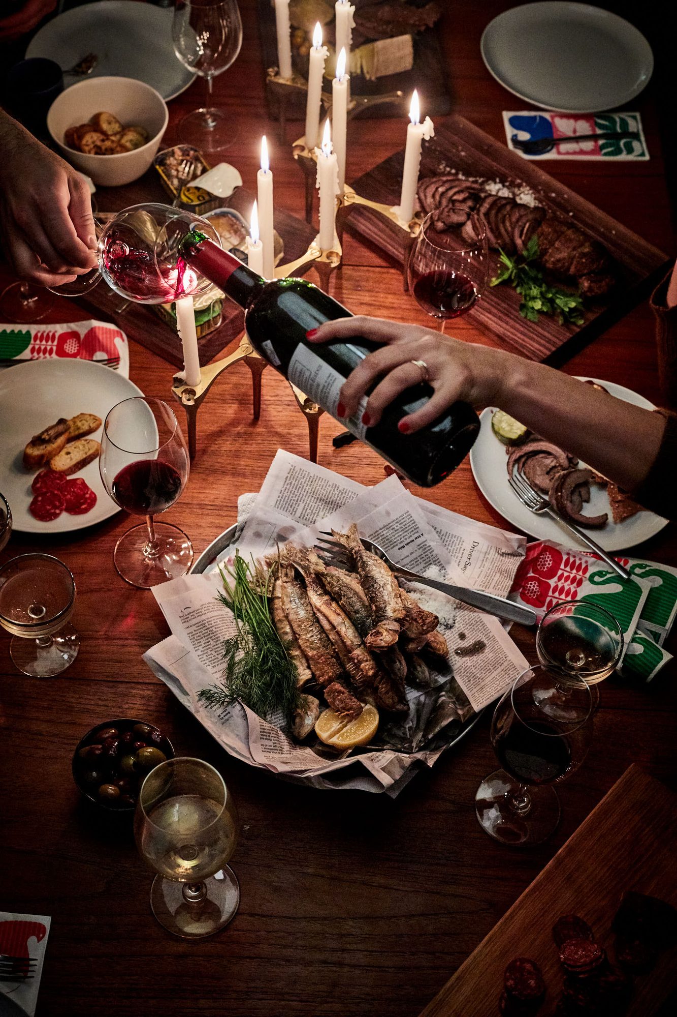 A table set with fish
