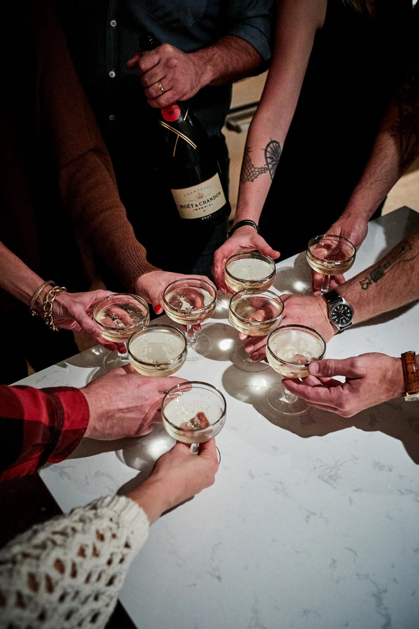 Sparkling wine at a gathering